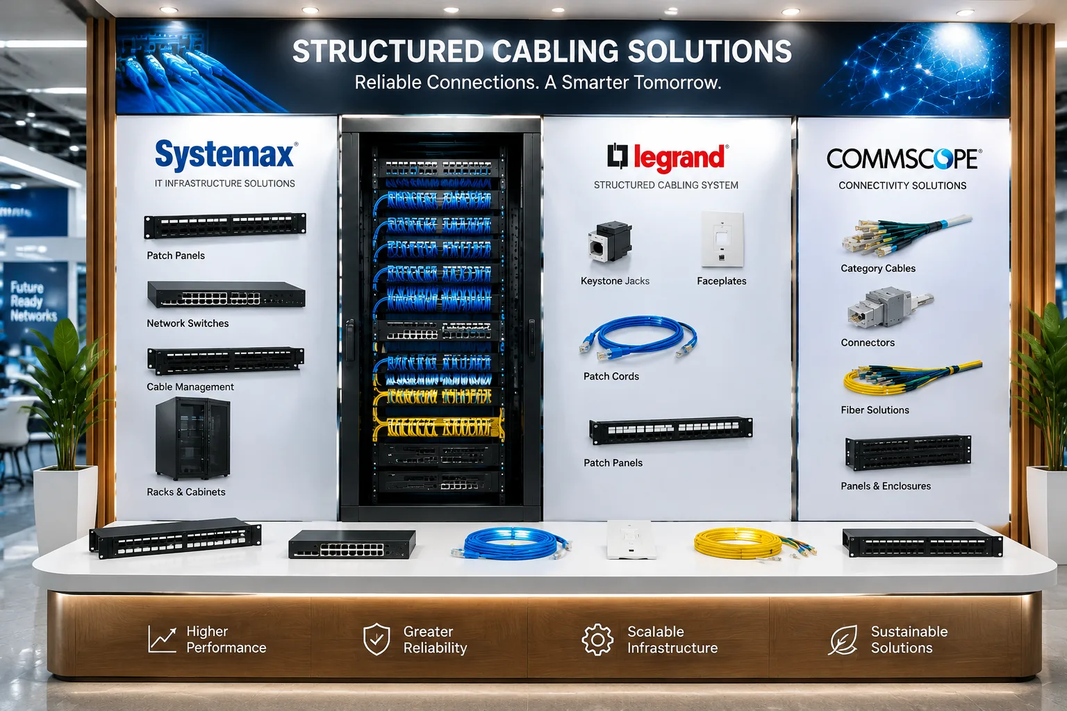Structured cabling products from Systimax, Legrand and CommScope